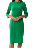 Sukienka ołówkowa midi elegancka z rozcięciem rękaw 3/4 zielona S350