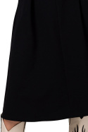 Sukienka rozkloszowana dzianinowa midi dekolt V długi rękaw czarna B273