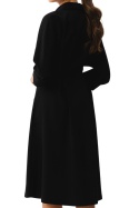 Sukienka szmizjerka midi rozkloszowana rozpinana rękaw 3/4 czarna S351