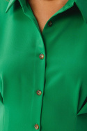 Sukienka szmizjerka midi rozkloszowana rozpinana rękaw 3/4 zielona S351