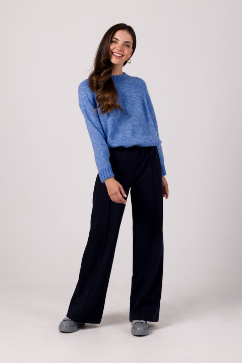 Sweter damski oversize nietoperzowe rękawy gruby splot lazurowy BK105 Sweter damski oversize nietoperzowe rękawy gruby splot lazurowy BK105