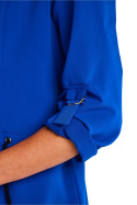 Żakiet damski luźny surdutowy z długim rękawem bez zapięcia A593 - Blue