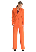 Spodnie damskie na kant szerokie nogawki podwyższony stan pomarańczowe M949