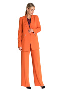 Spodnie damskie na kant szerokie nogawki podwyższony stan pomarańczowe M949