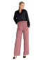 Spodnie damskie na kant szerokie nogawki podwyższony stan różowe M949