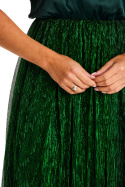 Sukienka midi z krótkim rękawem rozkloszowana gumka w pasie zielona A627