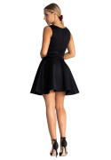 Sukienka mini z pianki bez rękawów rozkloszowana dopasowana czarna M974