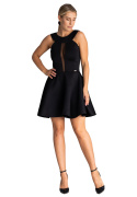 Sukienka mini z pianki bez rękawów rozkloszowana dopasowana czarna M974