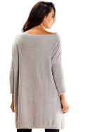 Sukienka swetrowa mini oversize szeroki dekolt długi rękaw szara A618