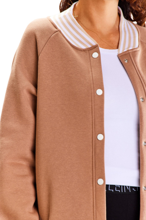 Bluza damska długa dresowa rozpinana z kieszeniami bawełniana beżowa A612 Bluza damska długa dresowa rozpinana z kieszeniami bawełniana beżowa A612