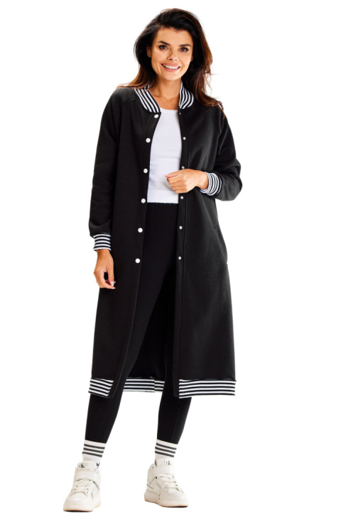 Bluza damska długa dresowa rozpinana z kieszeniami bawełniana czarna A612 Bluza damska długa dresowa rozpinana z kieszeniami bawełniana czarna A612