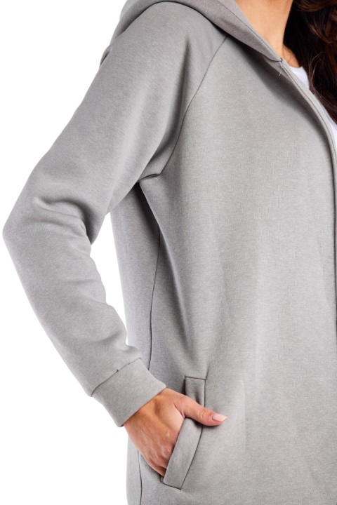 Bluza damska dresowa luźna bez zapięcia z kapturem i kieszeniami szara M327 Bluza damska dresowa luźna bez zapięcia z kapturem i kieszeniami szara M327