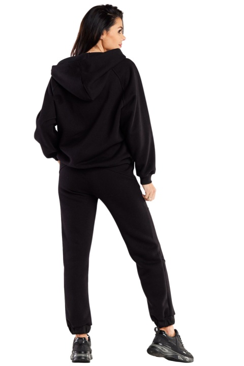 Bluza damska dresowa rozpinana z kapturem i kieszeniami luźna czarna M324 Bluza damska dresowa rozpinana z kapturem i kieszeniami luźna czarna M324