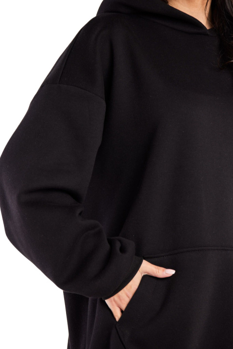 Bluza damska oversize dresowa z kapturem kieszeń kangurka czarna M323 Bluza damska oversize dresowa z kapturem kieszeń kangurka czarna M323