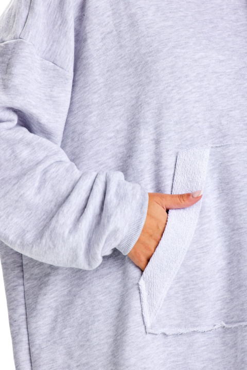 Bluza damska oversize dresowa luźna kieszeń kangurka szara M335 Bluza damska oversize dresowa luźna kieszeń kangurka szara M335