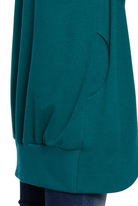 Długa bluza damska oversize rozpinana z kapturem zielona B054 Długa bluza damska oversize rozpinana z kapturem zielona B054