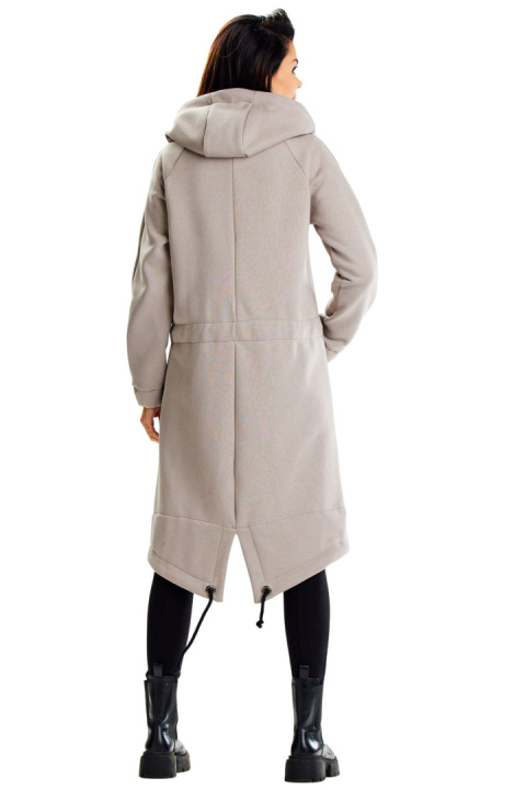 Bluza damska długa dresowa z kapturem rozpinana z kieszeniami szara M333 Bluza damska długa dresowa z kapturem rozpinana z kieszeniami szara M333