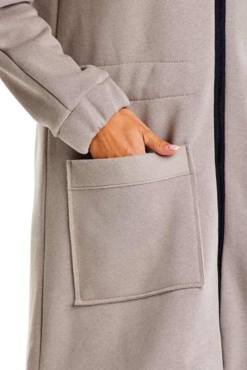 Bluza damska długa dresowa z kapturem rozpinana z kieszeniami szara M333 Bluza damska długa dresowa z kapturem rozpinana z kieszeniami szara M333