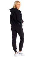 Bluza damska dresowa luźna z kapturem kieszeń kangurka bawełniana czarna M318