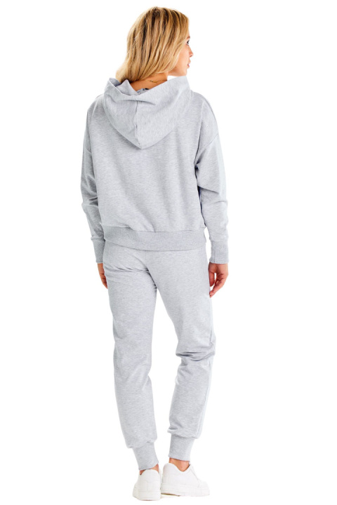 Bluza damska dresowa luźna z kapturem kieszeń kangurka bawełniana szara M318 Bluza damska dresowa luźna z kapturem kieszeń kangurka bawełniana szara M318
