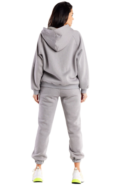 Bluza damska dresowa rozpinana z kapturem i kieszeniami luźna szara M324 Bluza damska dresowa rozpinana z kapturem i kieszeniami luźna szara M324