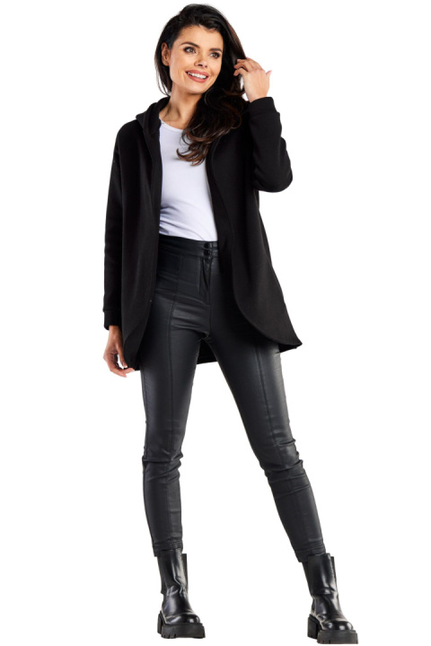 Bluza damska dresowa luźna bez zapięcia z kapturem i kieszeniami czarna M327 Bluza damska dresowa luźna bez zapięcia z kapturem i kieszeniami czarna M327