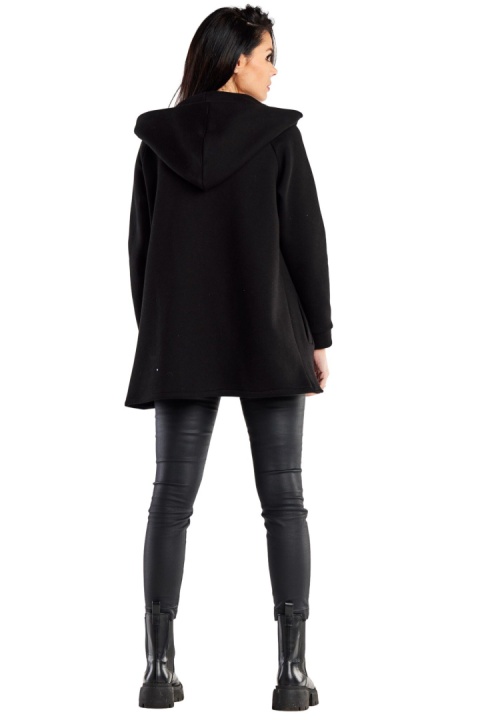 Bluza damska dresowa luźna bez zapięcia z kapturem i kieszeniami czarna M327 Bluza damska dresowa luźna bez zapięcia z kapturem i kieszeniami czarna M327