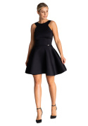 Sukienka mini z pianki bez rękawów dopasowana i rozkloszowana czarna M973