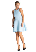 Sukienka mini z pianki bez rękawów dopasowana i rozkloszowana błękitna M973