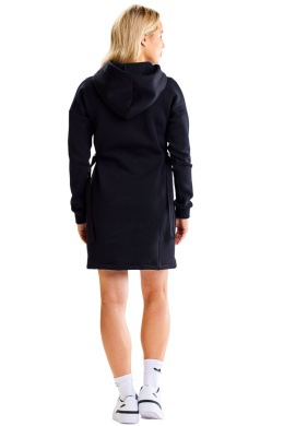 Sukienka mini dresowa z kapturem długi rękaw regulacja z boku czarna M331