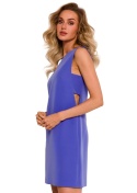 Sukienka mini fason A bez rękawów z wycięciami na bokach fioletowa me778