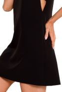 Sukienka mini fason A bez rękawów z wycięciami na bokach czarna me778