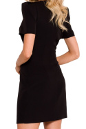 Sukienka mini z krótkim rękawem z poduszką przeszycia zamek czarna me777