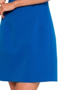 Sukienka mini z krótkim rękawem z poduszką przeszycia zamek niebieska me777