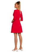 Sukienka mini rozkloszowana dopasowana dekolt V dzianinowa czerwona me786