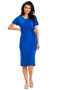 Sukienka midi dopasowana ołówkowa dekolt V krótki rękaw wiskoza niebieska A641
