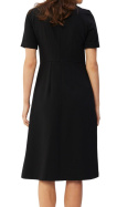Sukienka midi z zakładkami dół fason A krótki rękaw dekolt łęzka czarna S361