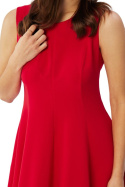 Sukienka midi rozkloszowana bez rękawów dekolt V z tyłu kieszenie czerwona S358