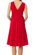 Sukienka midi rozkloszowana bez rękawów dekolt V z tyłu kieszenie czerwona S358