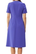 Sukienka midi z zakładkami dół fason A krótki rękaw dekolt łęzka fioletowa S361