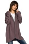 Długa bluza damska oversize rozpinana z kapturem S/M brązowa B054