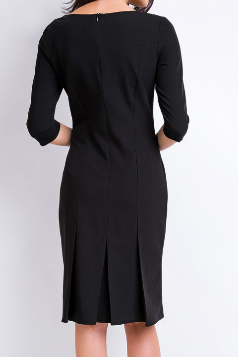 Elegancka sukienka midi dopasowana z rękawami 3/4 czarna A158 Elegancka sukienka midi dopasowana z rękawami 3/4 czarna A158
