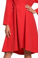 Elegancka sukienka midi rozkloszowana na zakładkę XXL czerwona S280