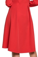 Elegancka sukienka midi rozkloszowana na zakładkę XXL czerwona S280