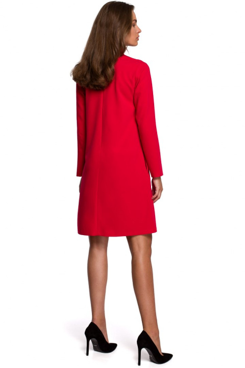 Elegancka sukienka trapezowa z długim rękawem dekolt V L czerwona S233 Elegancka sukienka trapezowa z długim rękawem dekolt V L czerwona S233