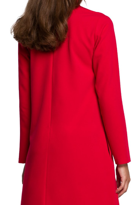 Elegancka sukienka trapezowa z długim rękawem dekolt V L czerwona S233 Elegancka sukienka trapezowa z długim rękawem dekolt V L czerwona S233
