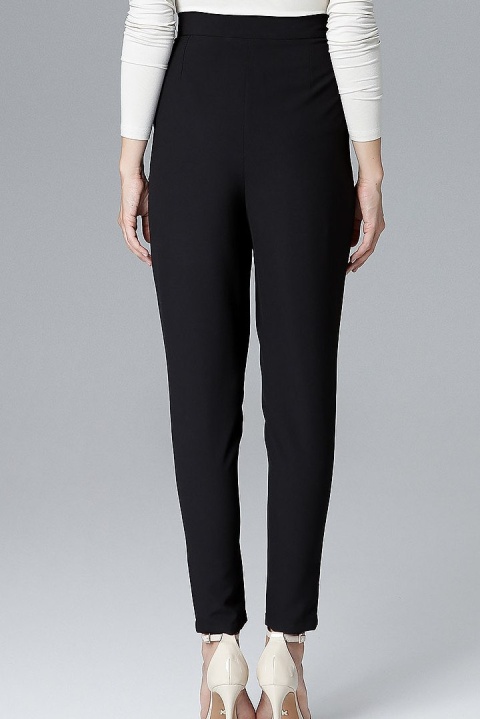 Eleganckie spodnie damskie z wysokim stanem luźne M czarne L018