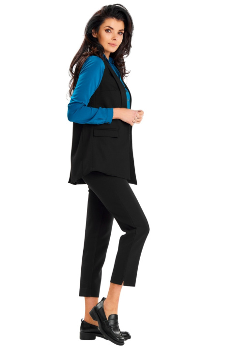 Kamizelka damska elegancka bez zapięcia kołnierz szalowy XL czarna A650 Kamizelka damska elegancka bez zapięcia kołnierz szalowy XL czarna A650