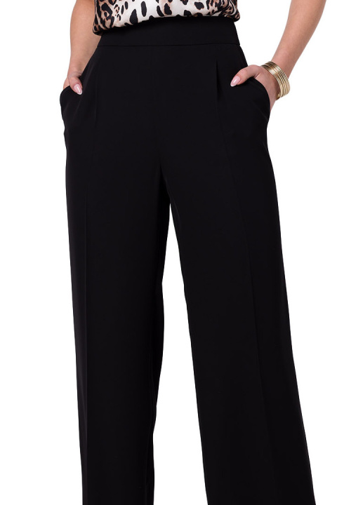 Spodnie damskie eleganckie na kant szerokie nogawki M czarne S331 Spodnie damskie eleganckie na kant szerokie nogawki M czarne S331