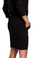 Sukienka dopasowana ołówkowa dołem luźna góra rękaw 3/4 L/XL czarna B175